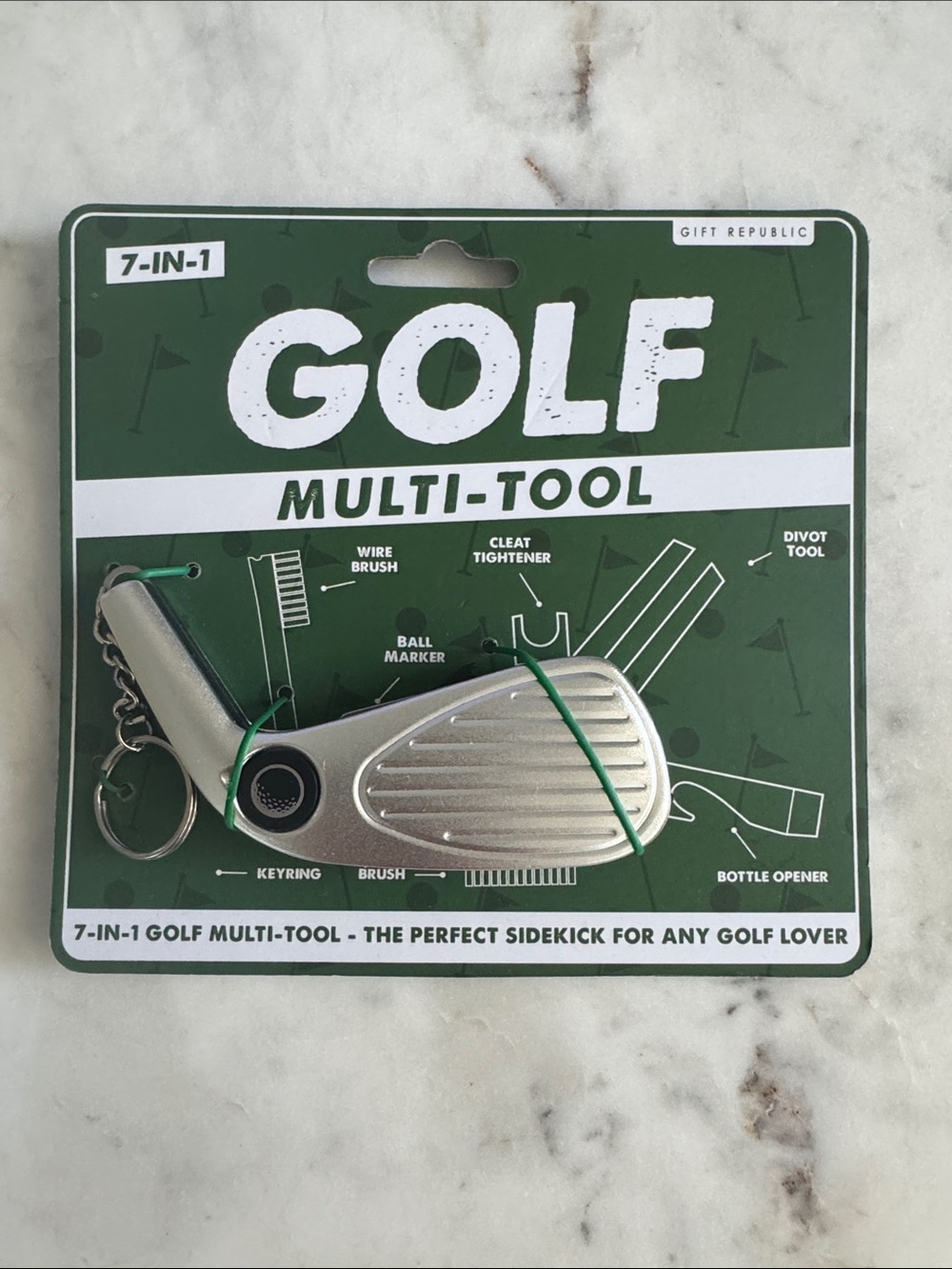Golf Multi-Tool Keyring – Silver 7-in-1